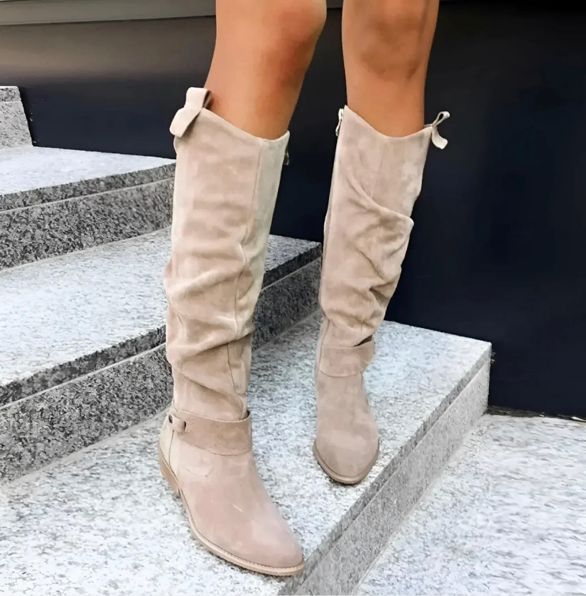 Knee High Boots Synthetic Leather 3cm Heel Elegant Luxe