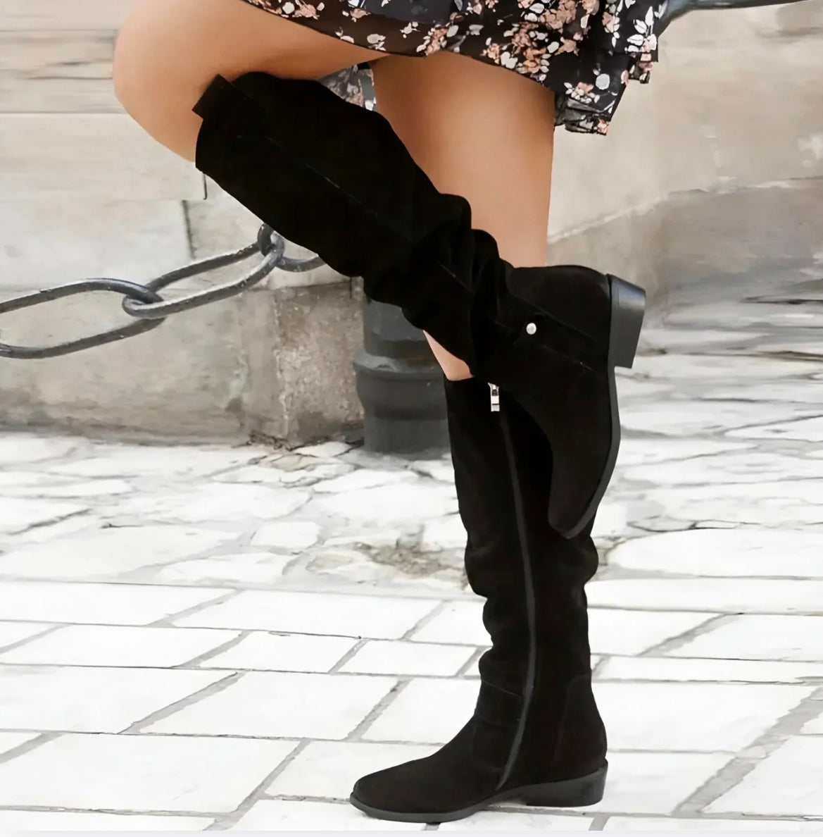 Knee High Boots Synthetic Leather 3cm Heel Elegant Luxe