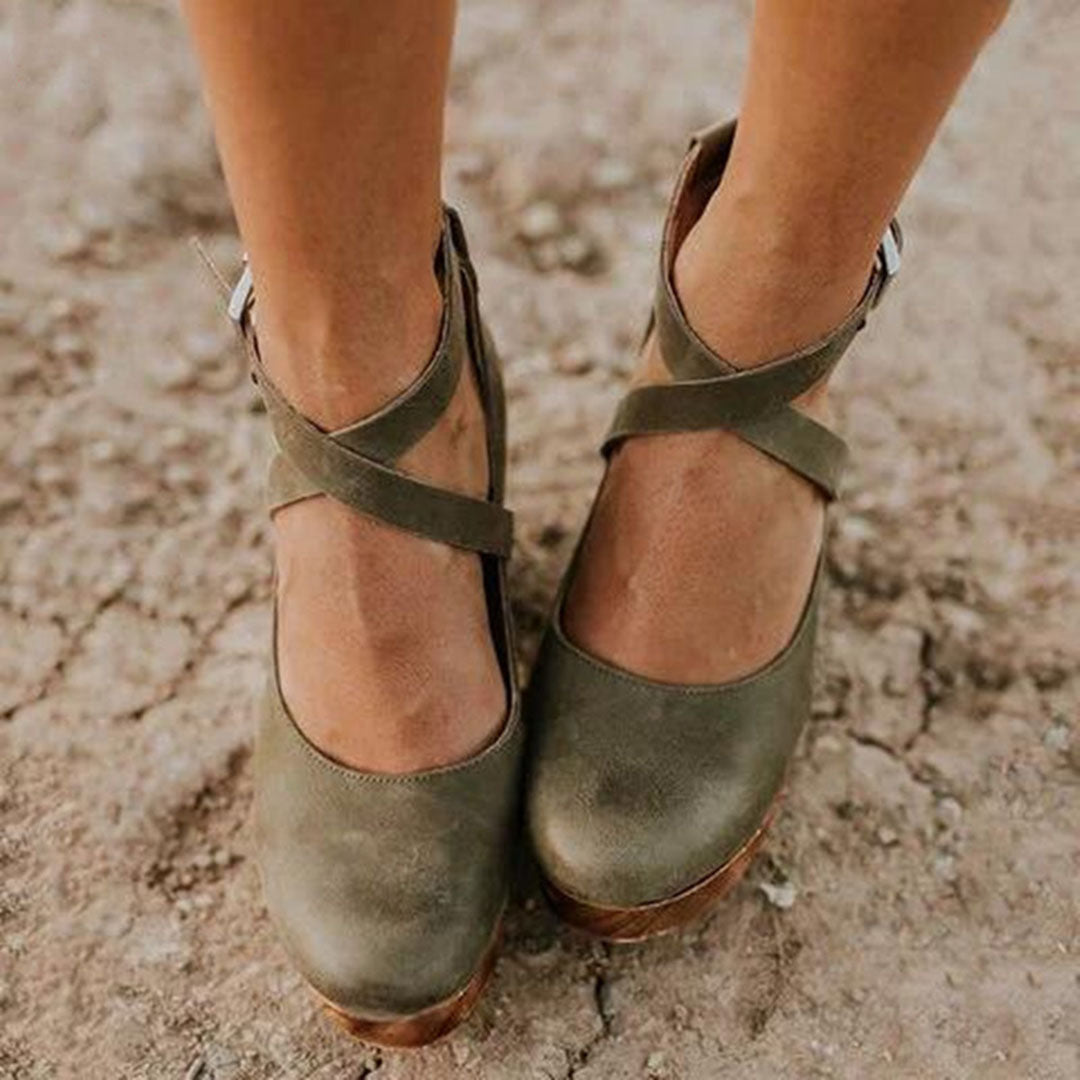 Comfort Wedge Sandals Ankle Strap