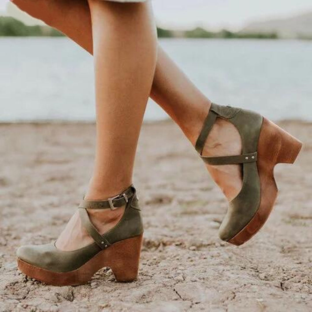 Comfort Wedge Sandals Ankle Strap