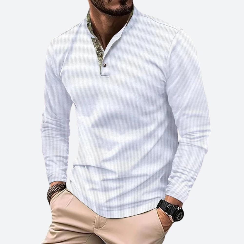 Men's Polo Shirt With Long Sleeves And Breathable Fabric