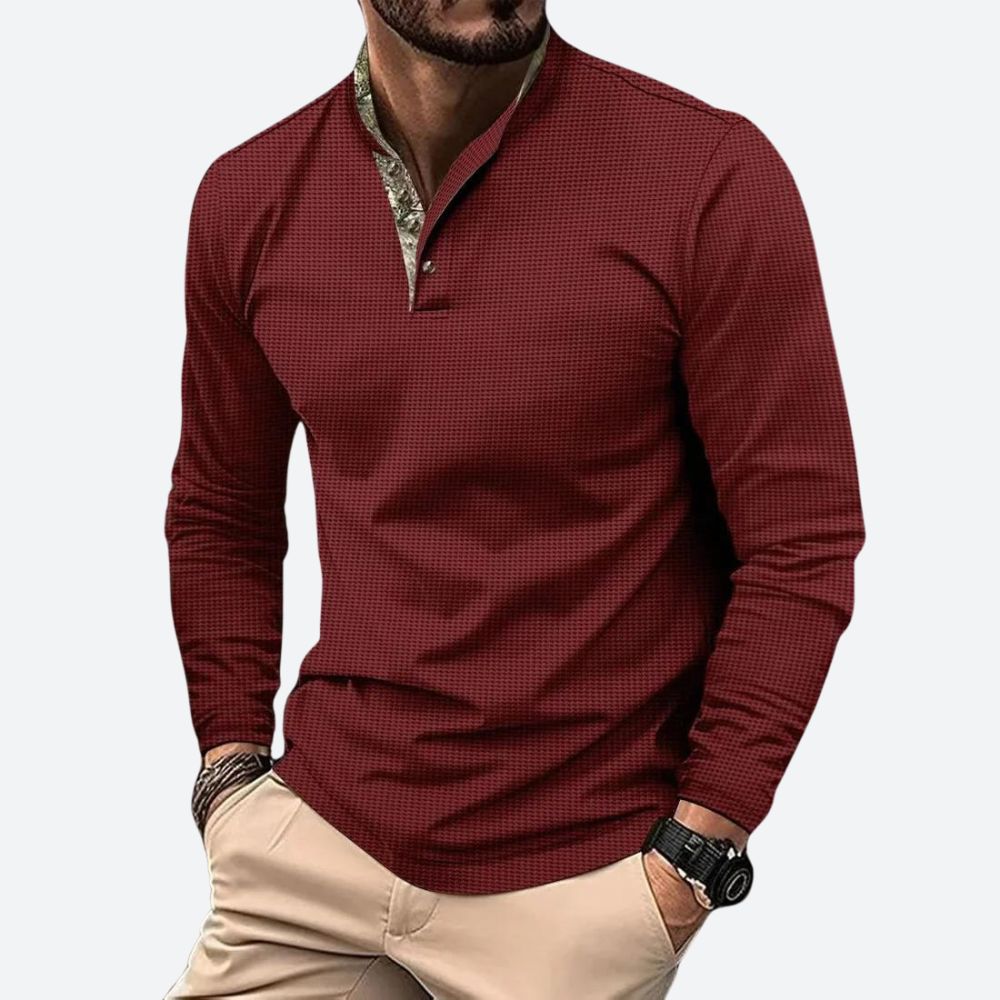 Men's Polo Shirt With Long Sleeves And Breathable Fabric