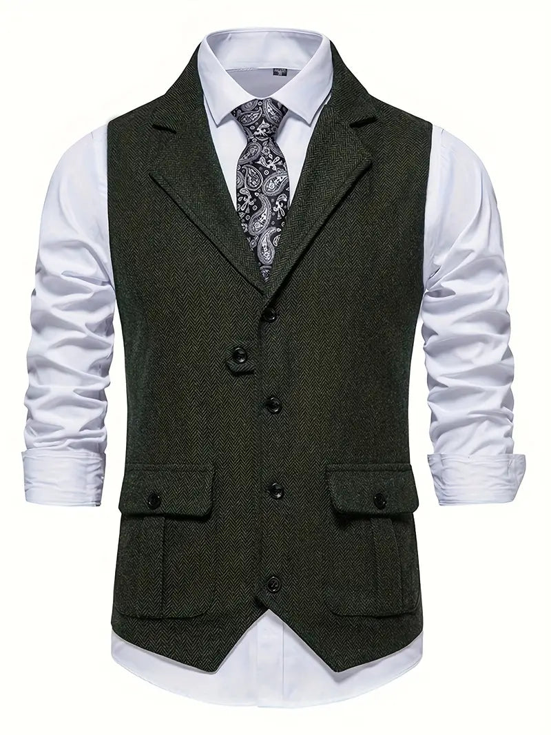 Men's Blazer Herringbone Single Breasted Notch Lapel