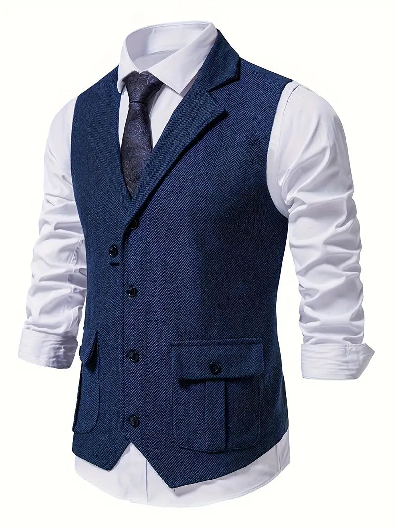 Men's Blazer Herringbone Single Breasted Notch Lapel