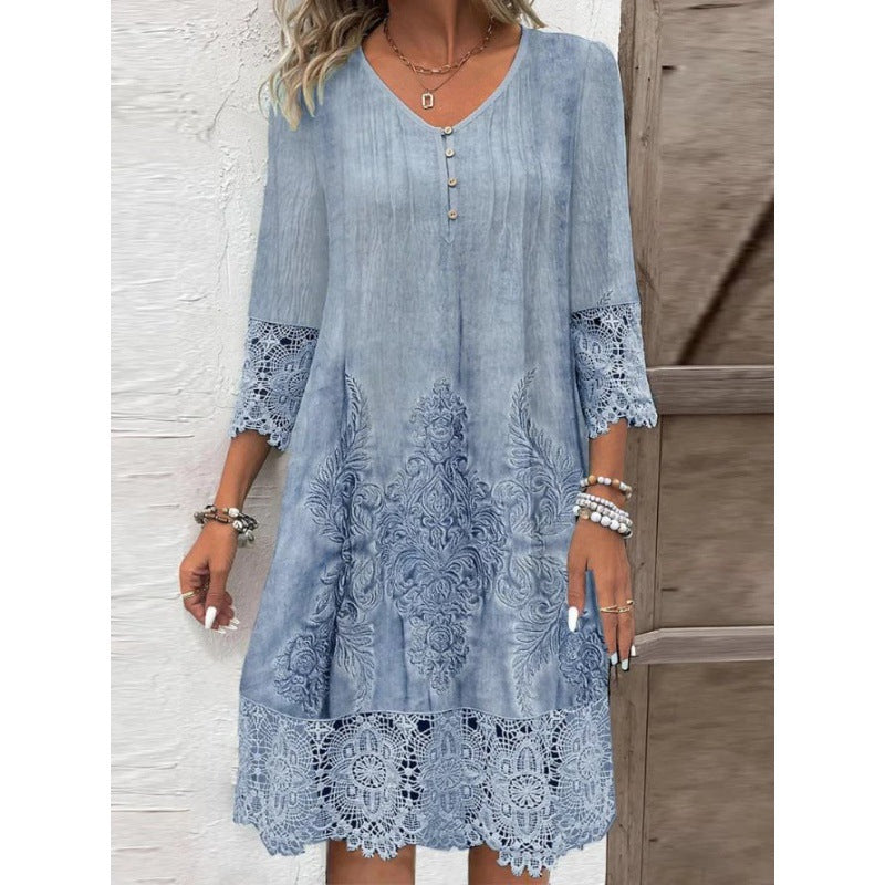 Celeste lace cocktail midi dress by Bennett and Lowe, displayed on a hanger with intricate lace details and a fitted silhouette.
