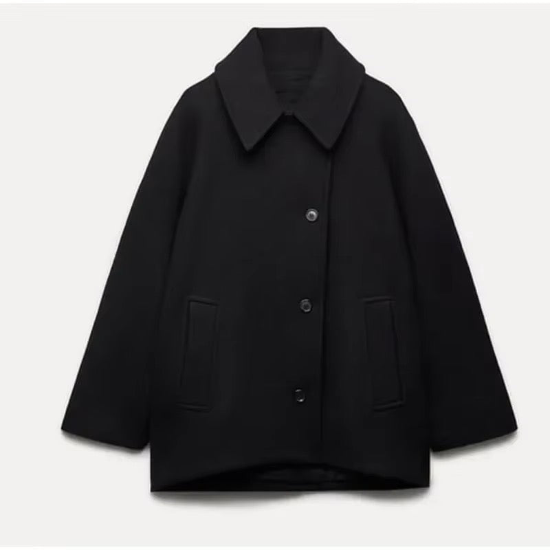 Oversized Wool Coat Relaxed Silhouette Soft Warm Look