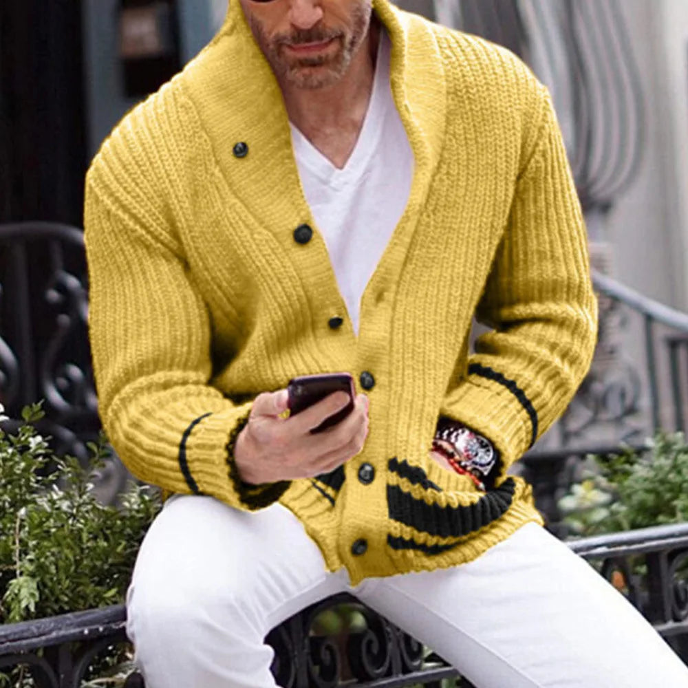 Men's Cardigan Colourful Knit Buttoned Winter