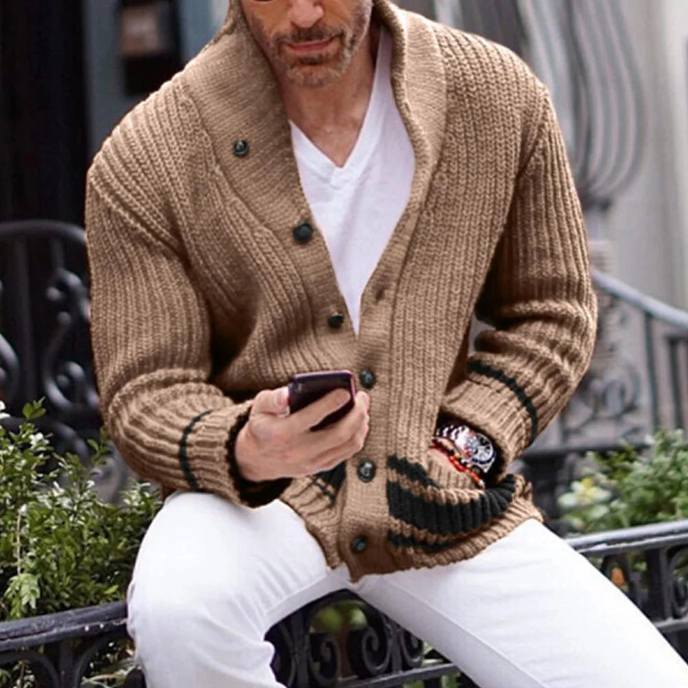 Men's Cardigan Colourful Knit Buttoned Winter