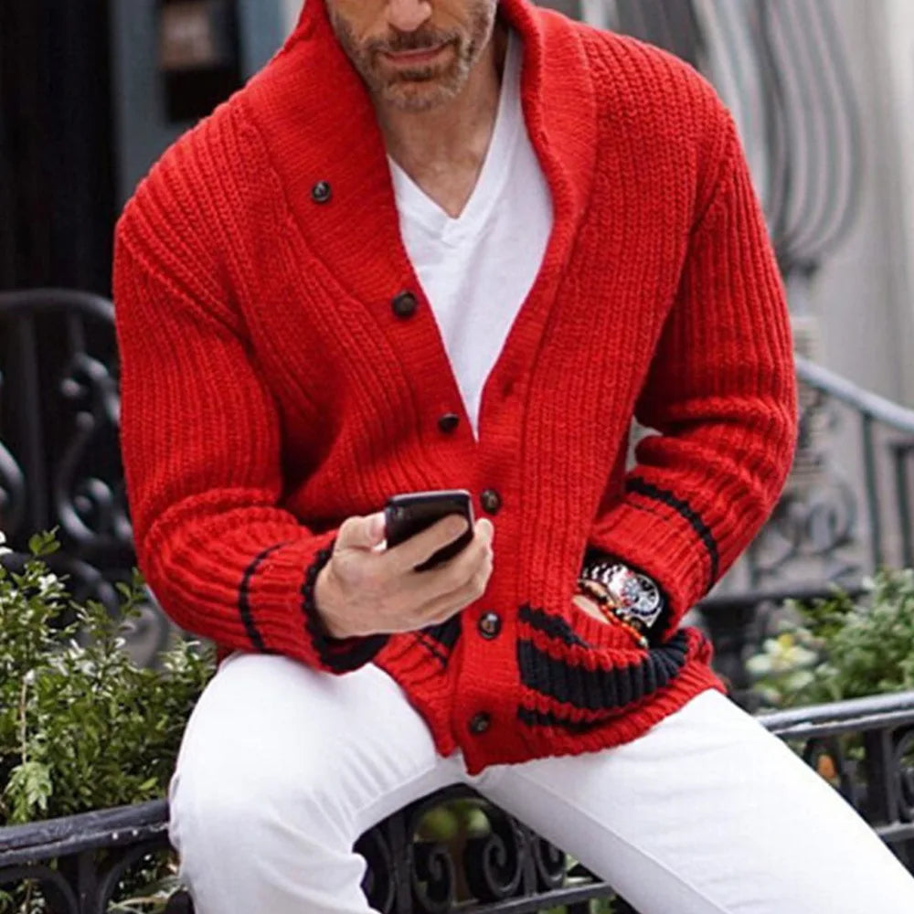 Men's Cardigan Colourful Knit Buttoned Winter