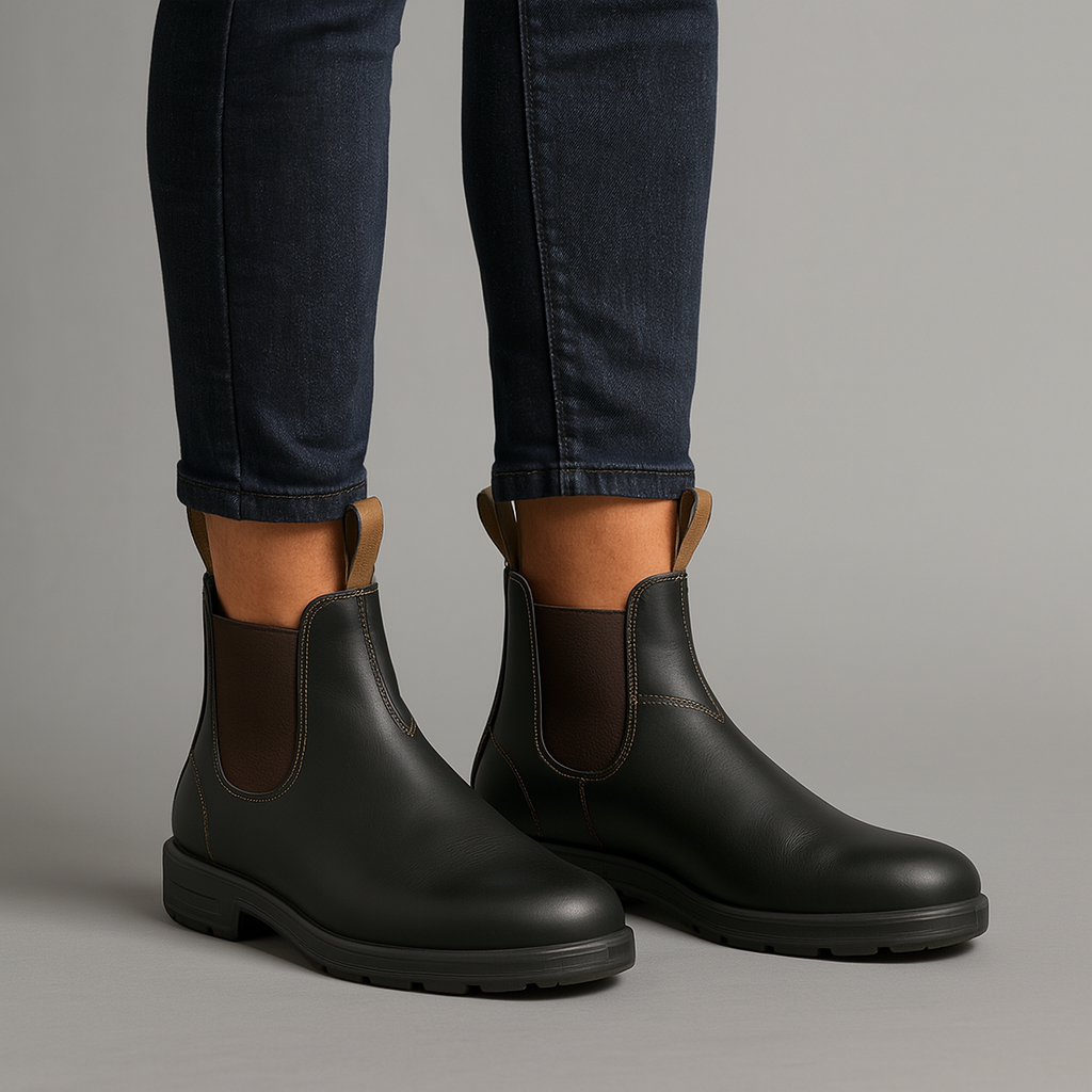 Waterproof Chelsea Boots Black Leather Slip On Classic Rain