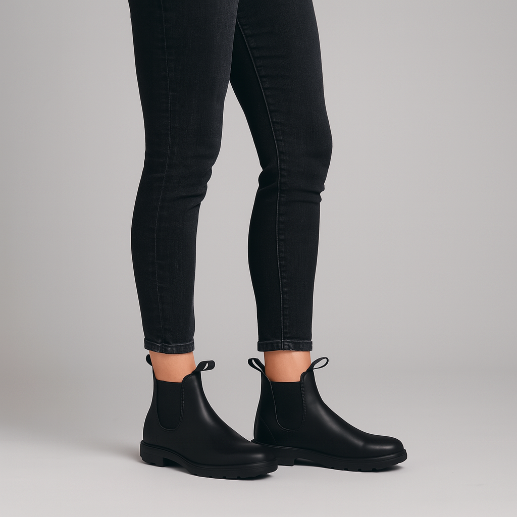 Waterproof Chelsea Boots Black Leather Slip On Classic Rain