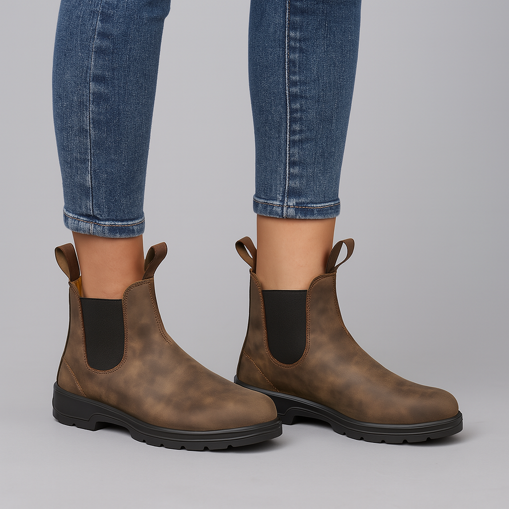 Waterproof Chelsea Boots Black Leather Slip On Classic Rain