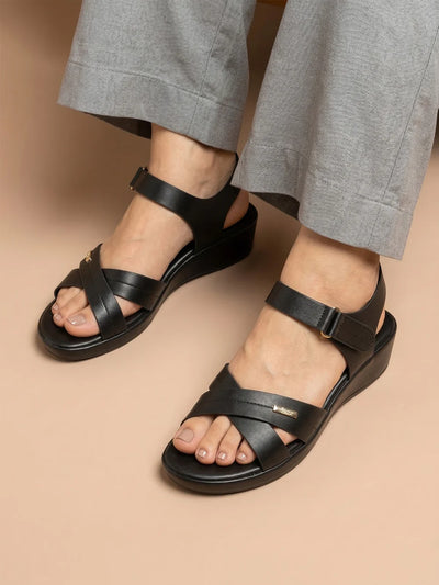 Adjustable Cross-Strap Wedge Sandals