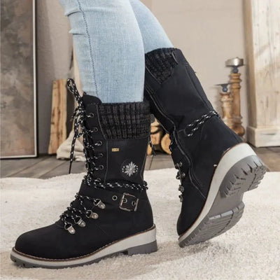 Winter Combat Boots Knitted Cuff Anti Slip Sole Ankle Warm