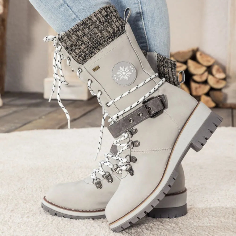 Winter Combat Boots Knitted Cuff Anti Slip Sole Ankle Warm