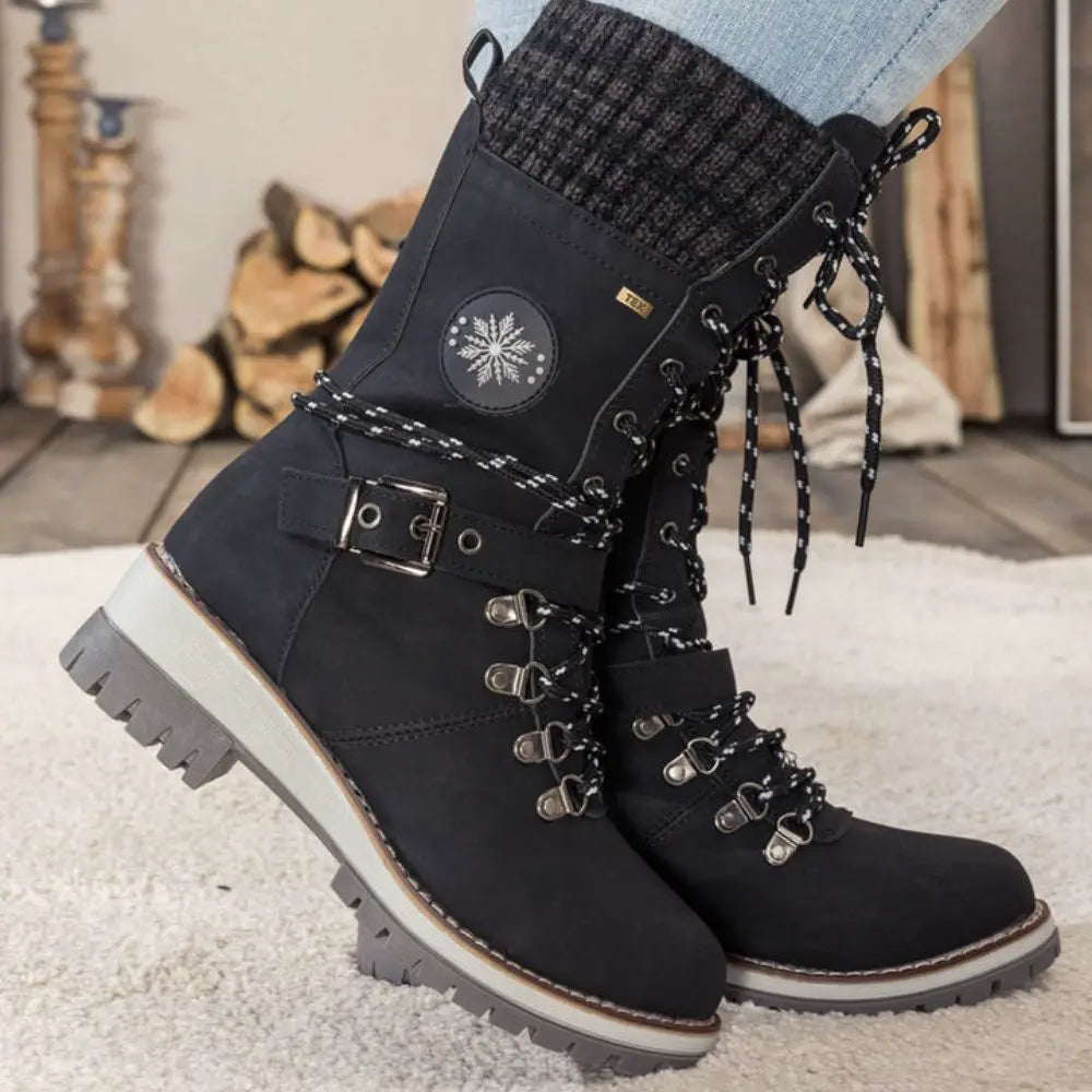 Winter Combat Boots Knitted Cuff Anti Slip Sole Ankle Warm
