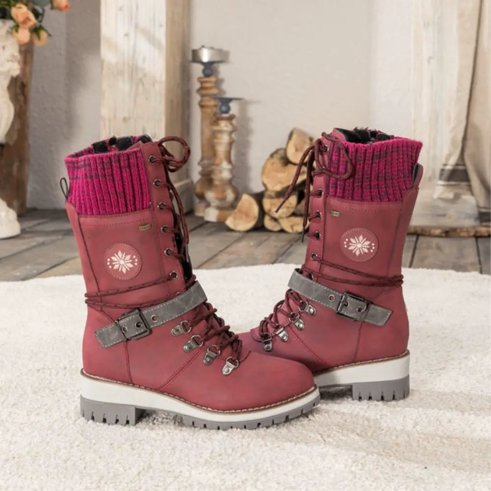 Winter Combat Boots Knitted Cuff Anti Slip Sole Ankle Warm