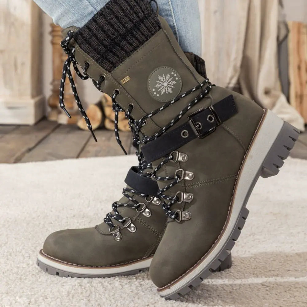 Winter Combat Boots Knitted Cuff Anti Slip Sole Ankle Warm