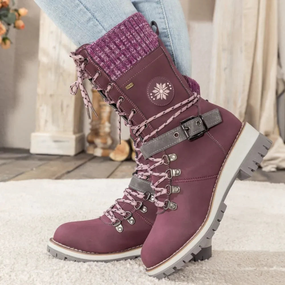 Winter Combat Boots Knitted Cuff Anti Slip Sole Ankle Warm