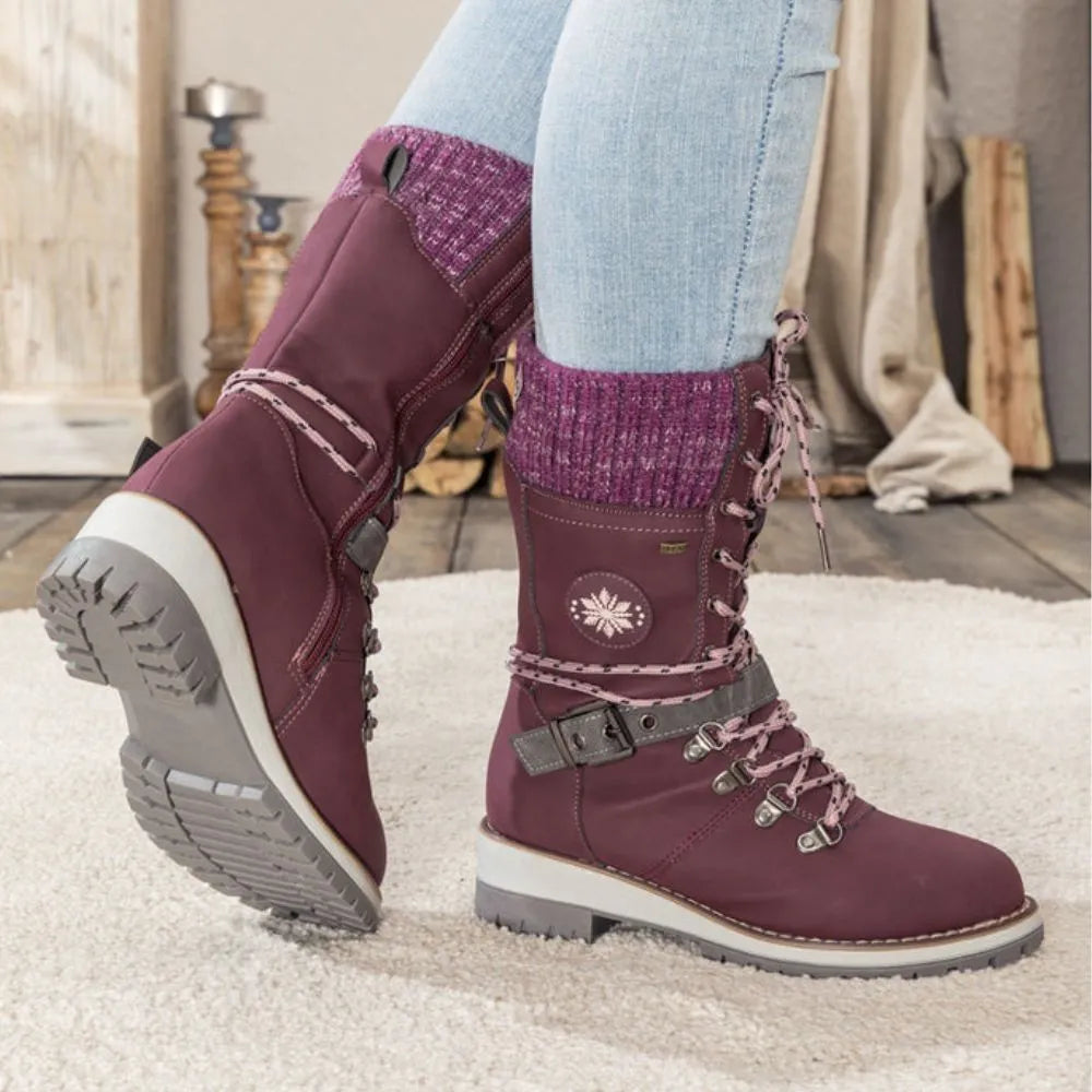 Winter Combat Boots Knitted Cuff Anti Slip Sole Ankle Warm