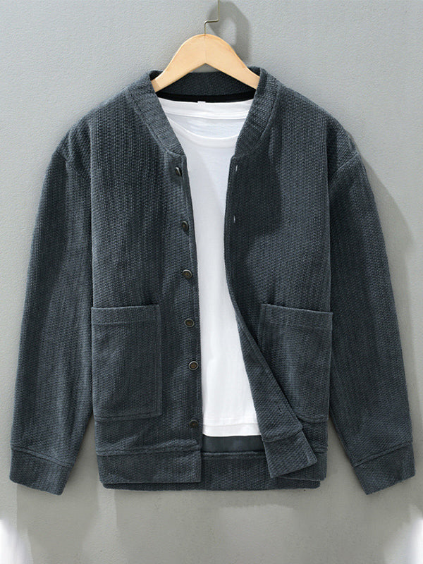 Men's Corduroy Jacket Stand Collar Stretch Cord