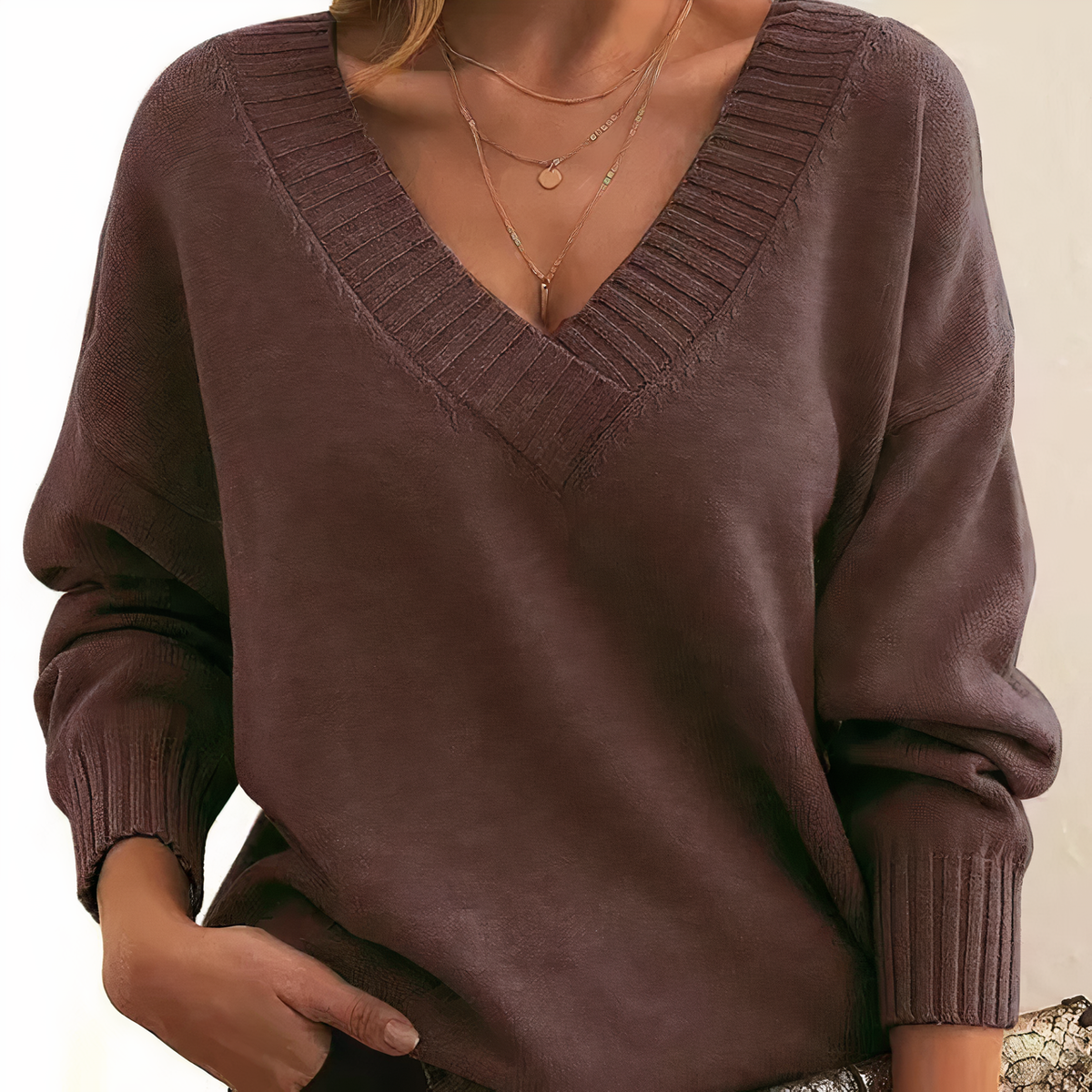 The Deep V-Neck Jumper in Soft Knit
