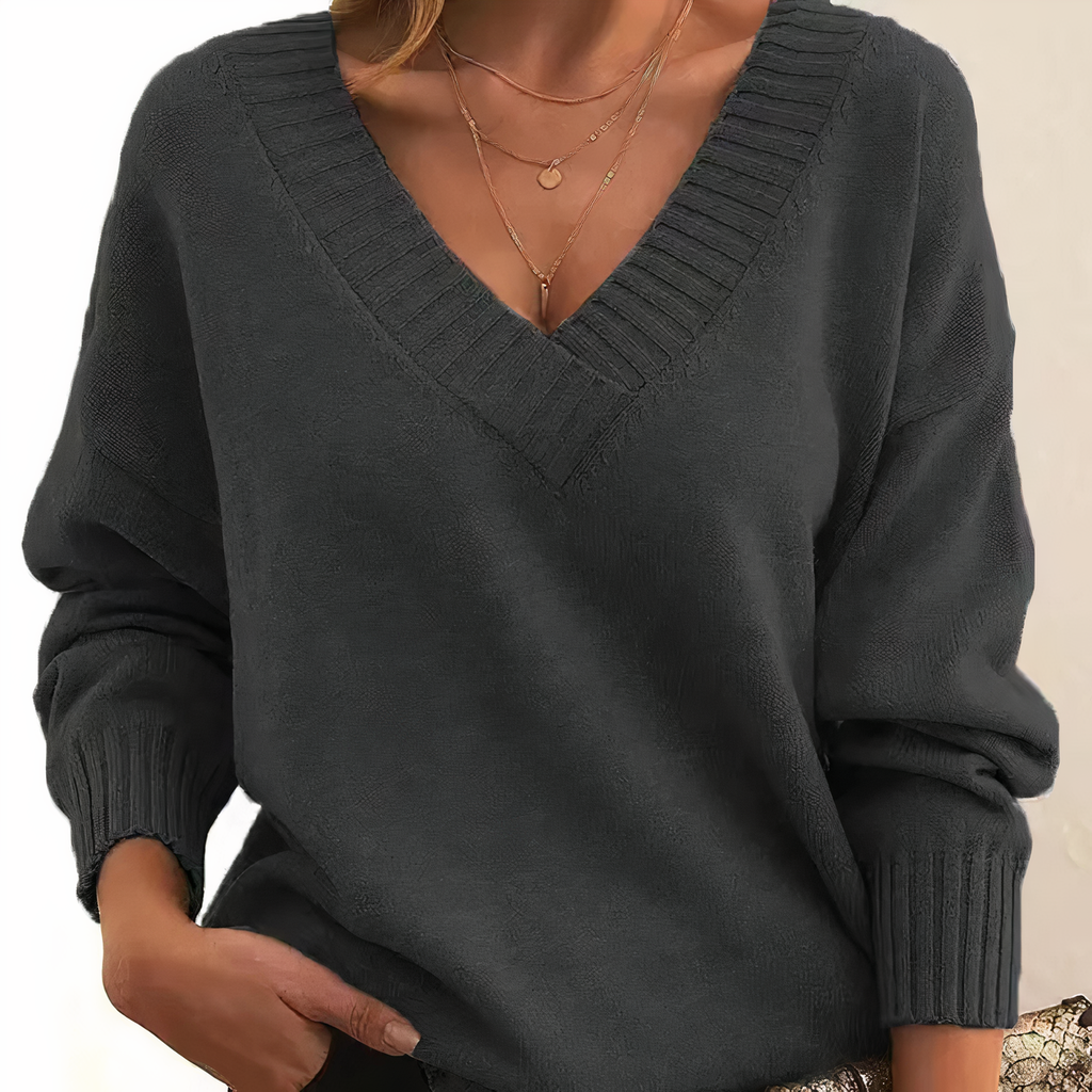 The Deep V-Neck Jumper in Soft Knit