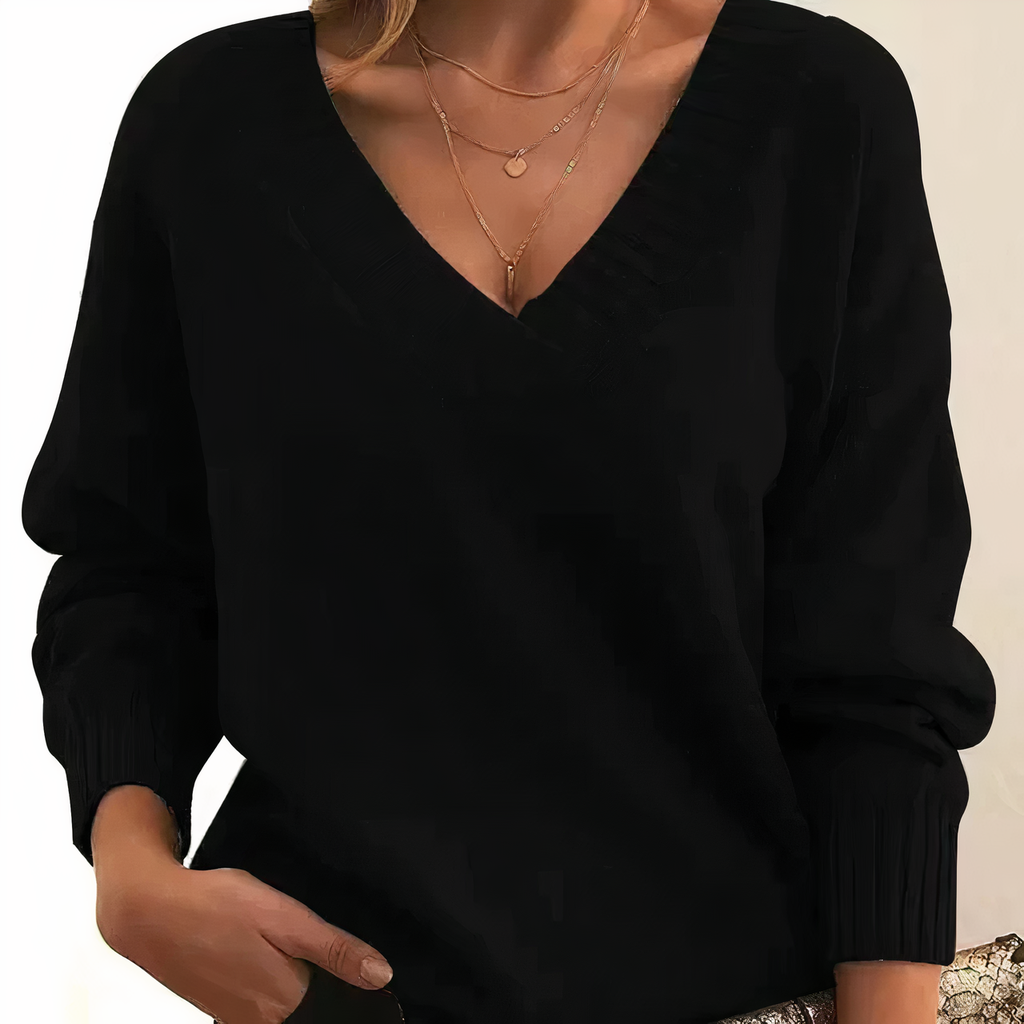 The Deep V-Neck Jumper in Soft Knit