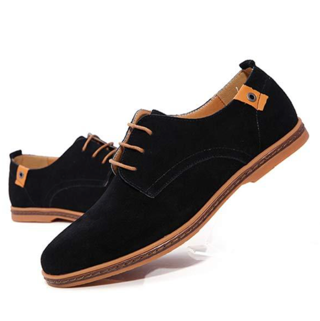 Men's Suede Derby Shoes With Lace-Up Closure And Textured Finish