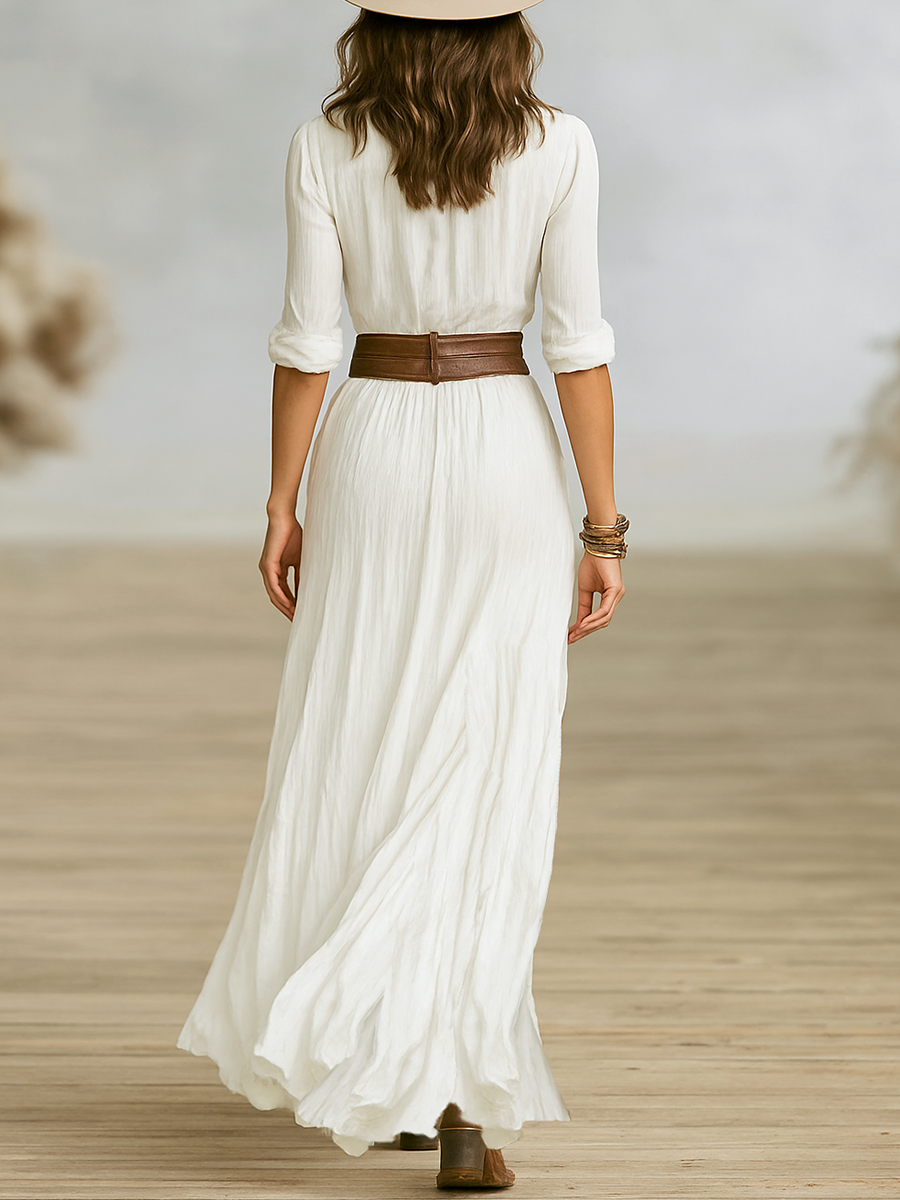 Button-Front Maxi Dress Elegant