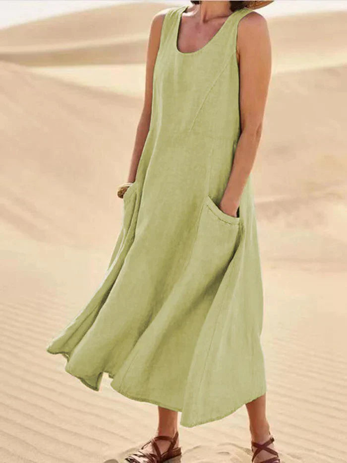 Women’s 100% Linen A-Line Pinafore Dress