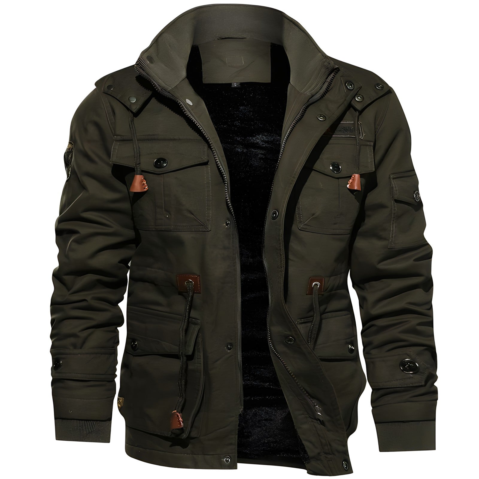 Men's Insulated Military Jacket Hooded Multi Pocket Winter