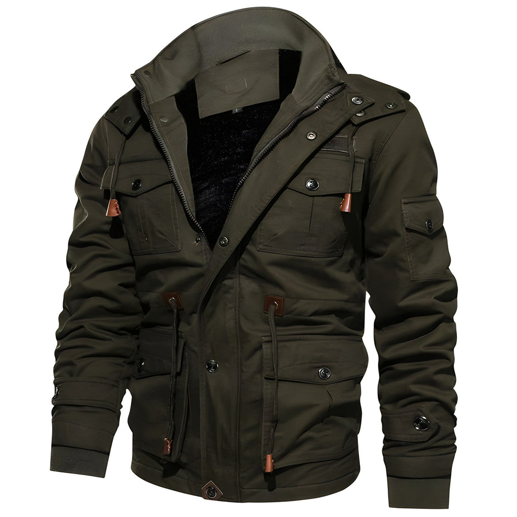 Men's Insulated Military Jacket Hooded Multi Pocket Winter