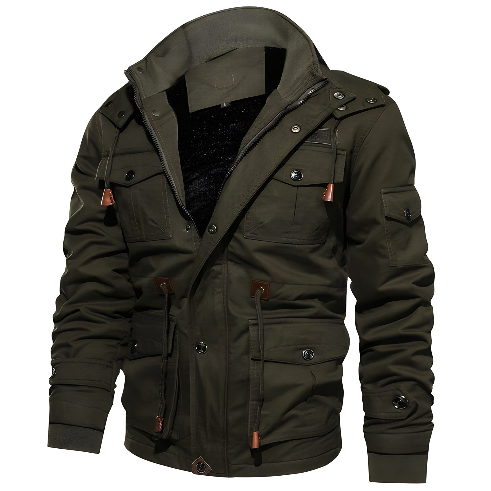 Men's Insulated Military Jacket Hooded Multi Pocket Winter