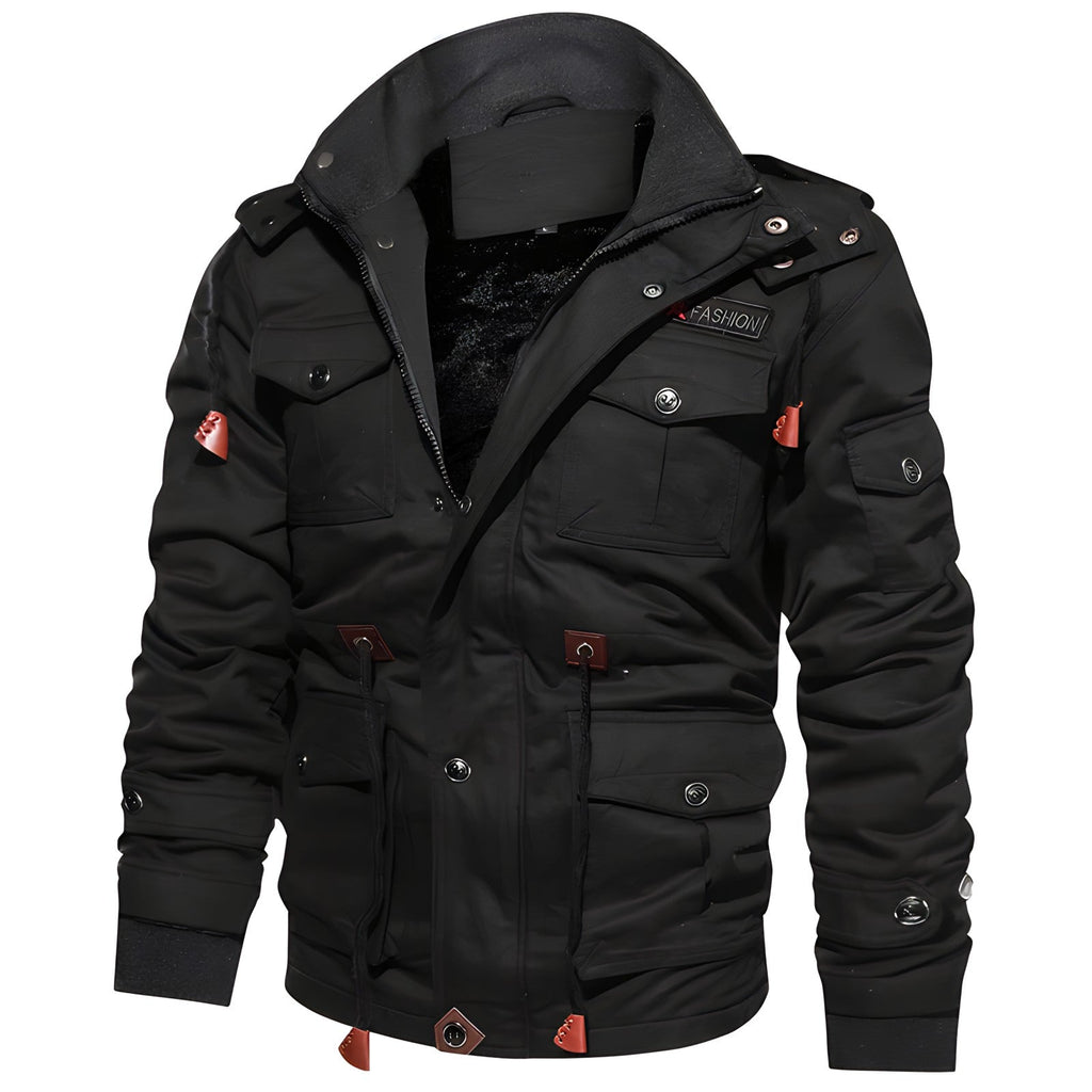 Men's Insulated Military Jacket Hooded Multi Pocket Winter