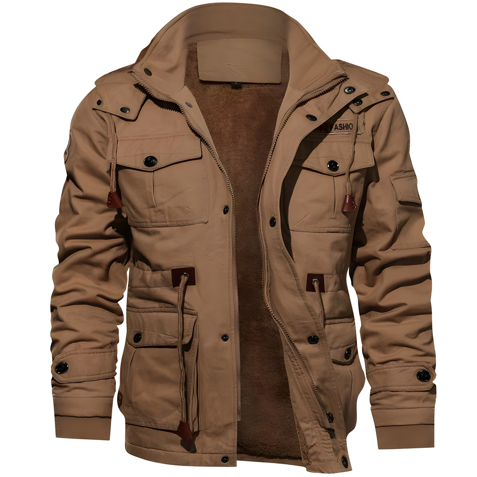 Men's Insulated Military Jacket Hooded Multi Pocket Winter