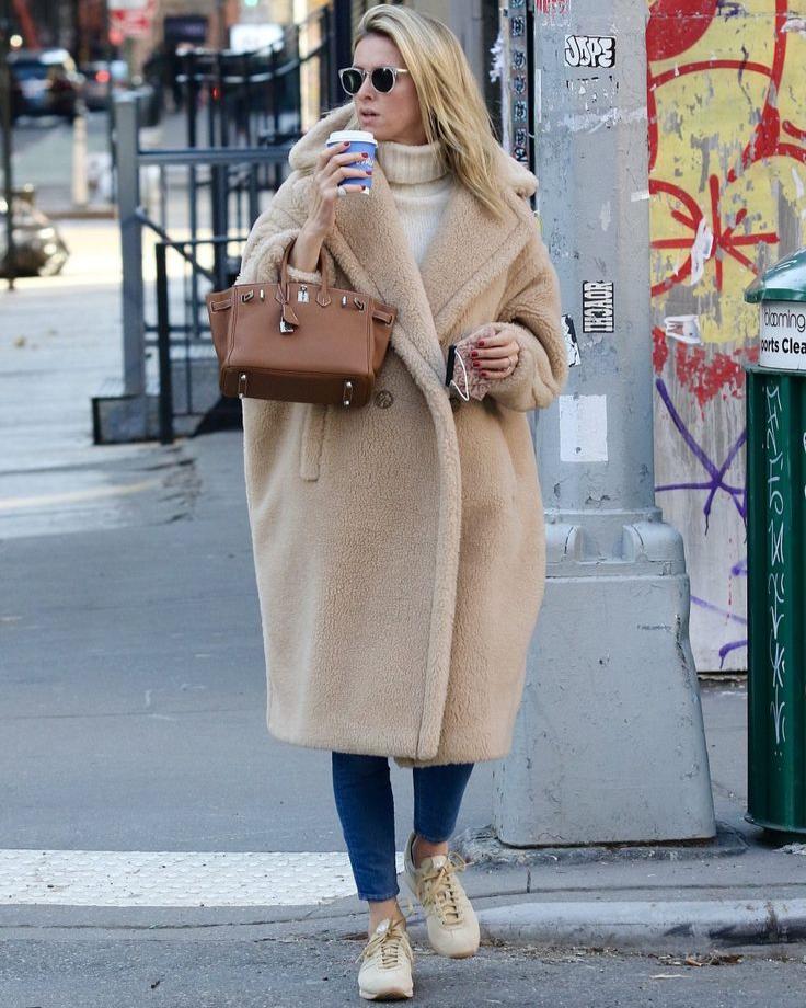 Long Teddy Coat Soft Plush Warm Look Comfortable Winter