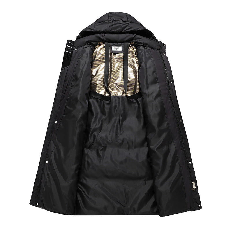 Extra Long Quilted Thermal Parka Hooded Ribbed Cuffs
