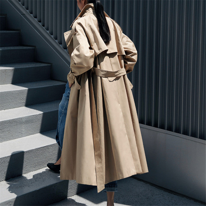 Oversized Trench Coat Storm Flap Detachable Tie Belt