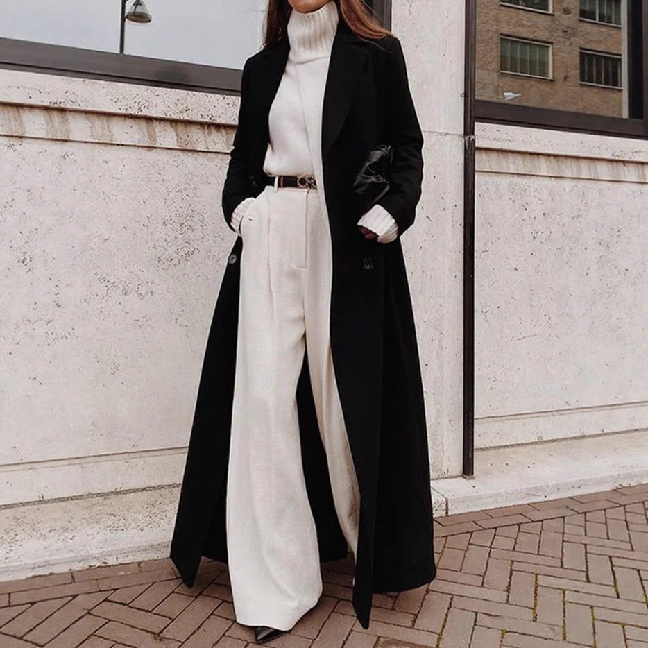 Longline Coat Long Sleeve Pockets Classic Everyday