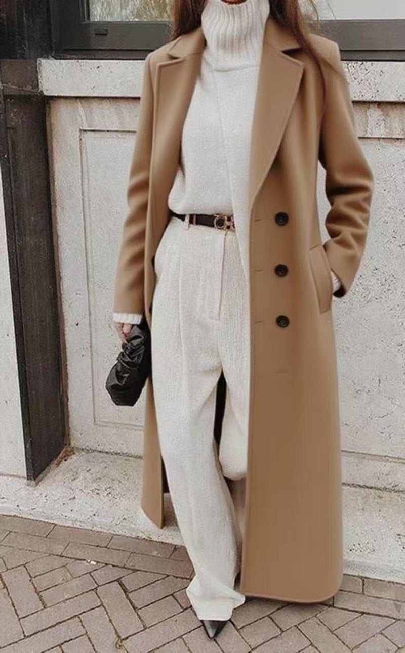 Longline Coat Long Sleeve Pockets Classic Everyday