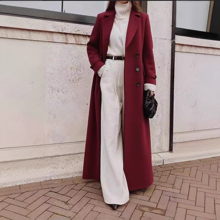 Longline Coat Long Sleeve Pockets Classic Everyday