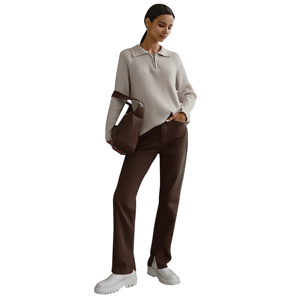 Soft Knit Jumper Round Neck Relaxed Fit Long Sleeve