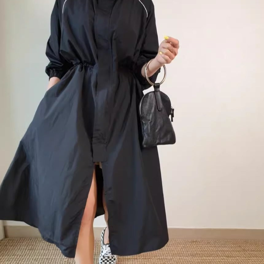 Lightweight Windbreaker Coat Drawstring Raglan Sleeves
