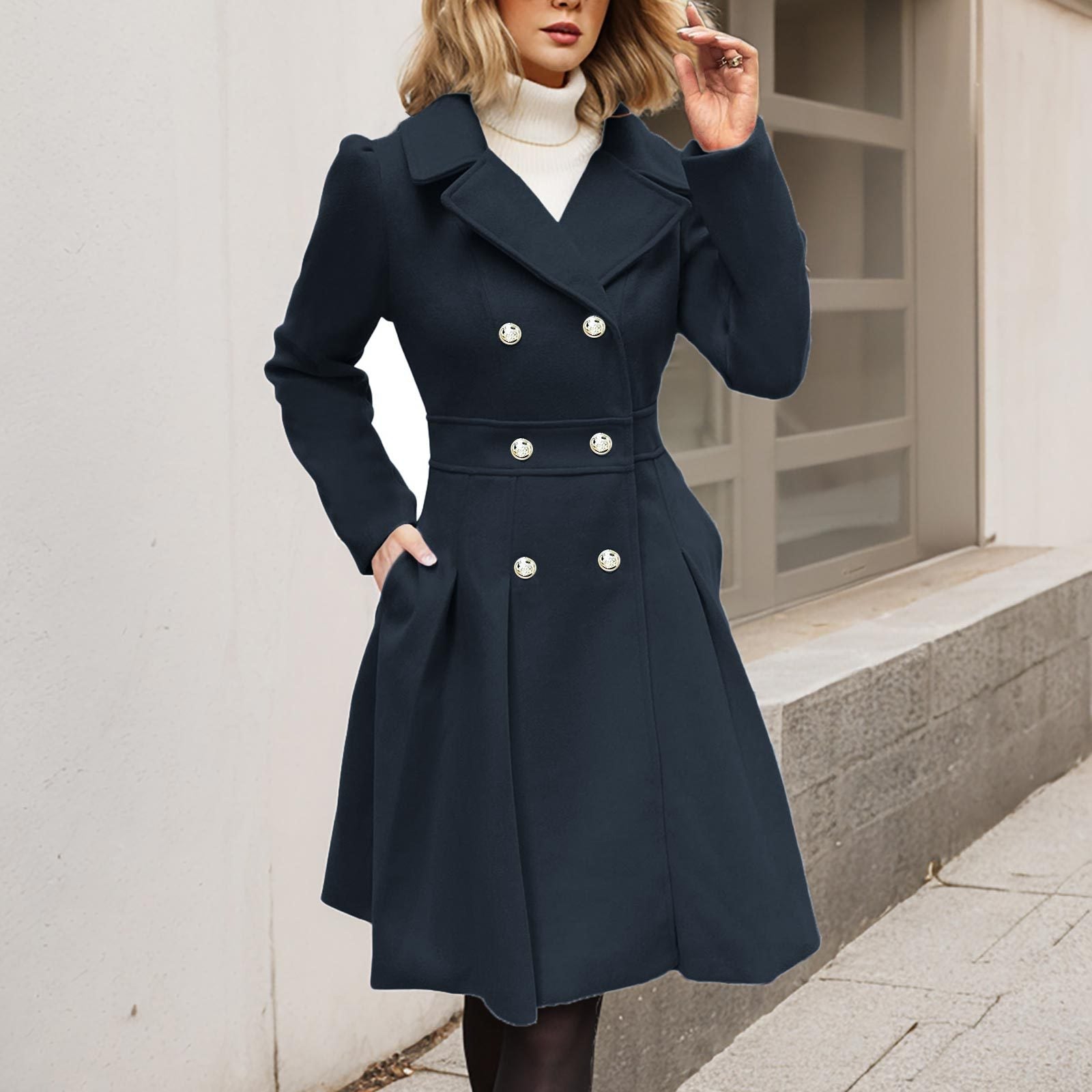 Longline Coat Long Sleeve Pockets Relaxed Everyday