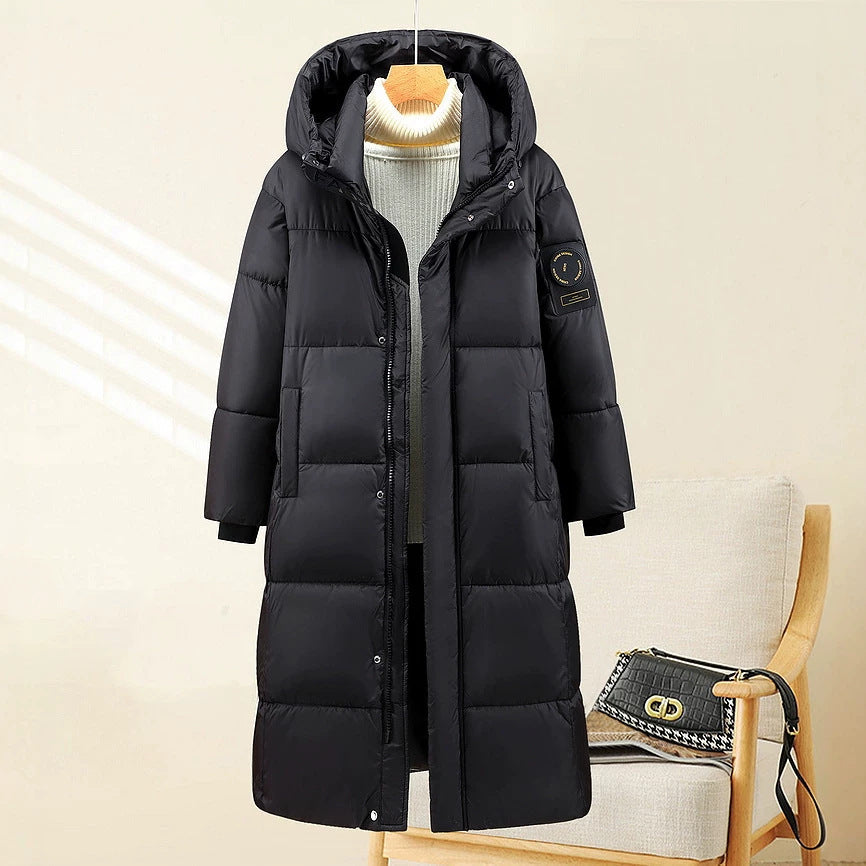 Extra Long Quilted Thermal Parka Hooded Ribbed Cuffs