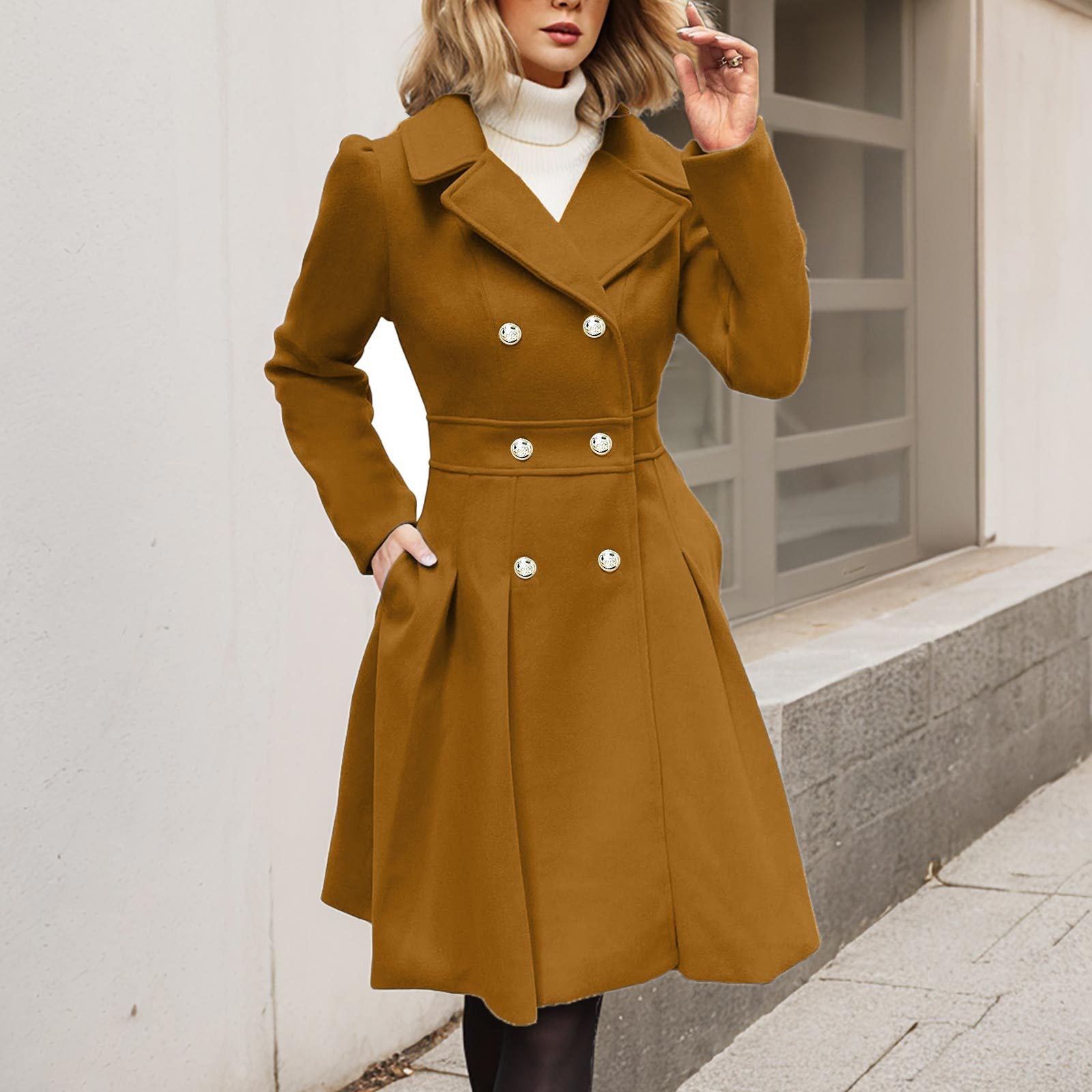 Longline Coat Long Sleeve Pockets Relaxed Everyday