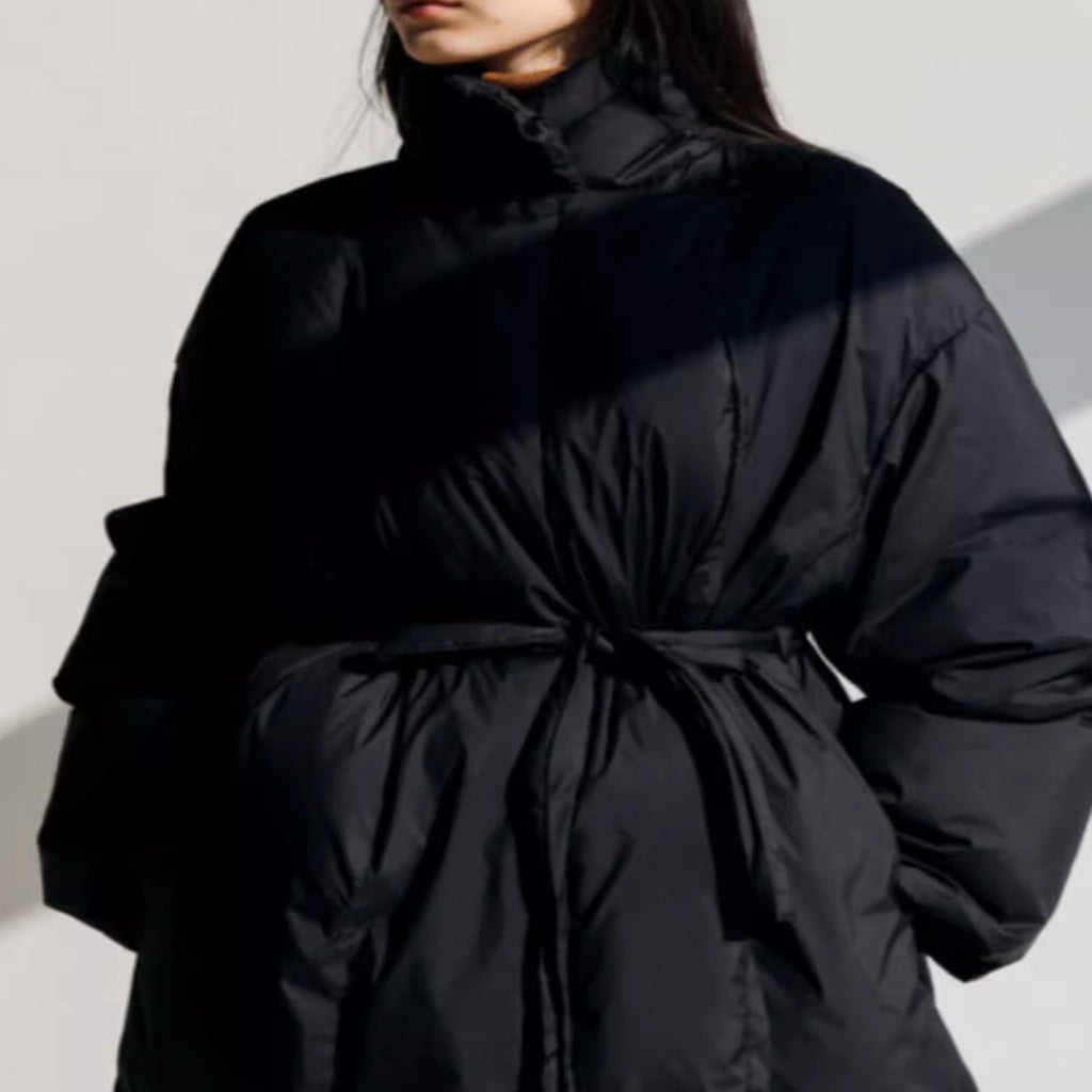 Longline Parka Wrap Belt Voluminous Sleeves Relaxed