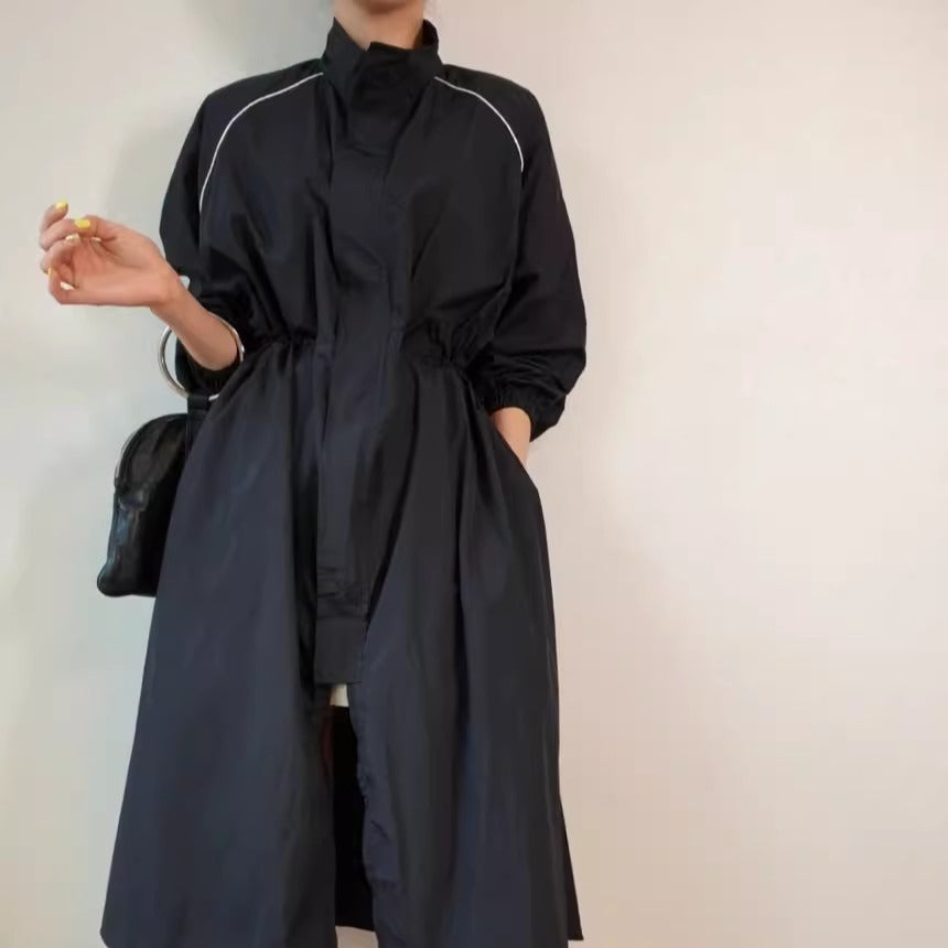 Lightweight Windbreaker Coat Drawstring Raglan Sleeves