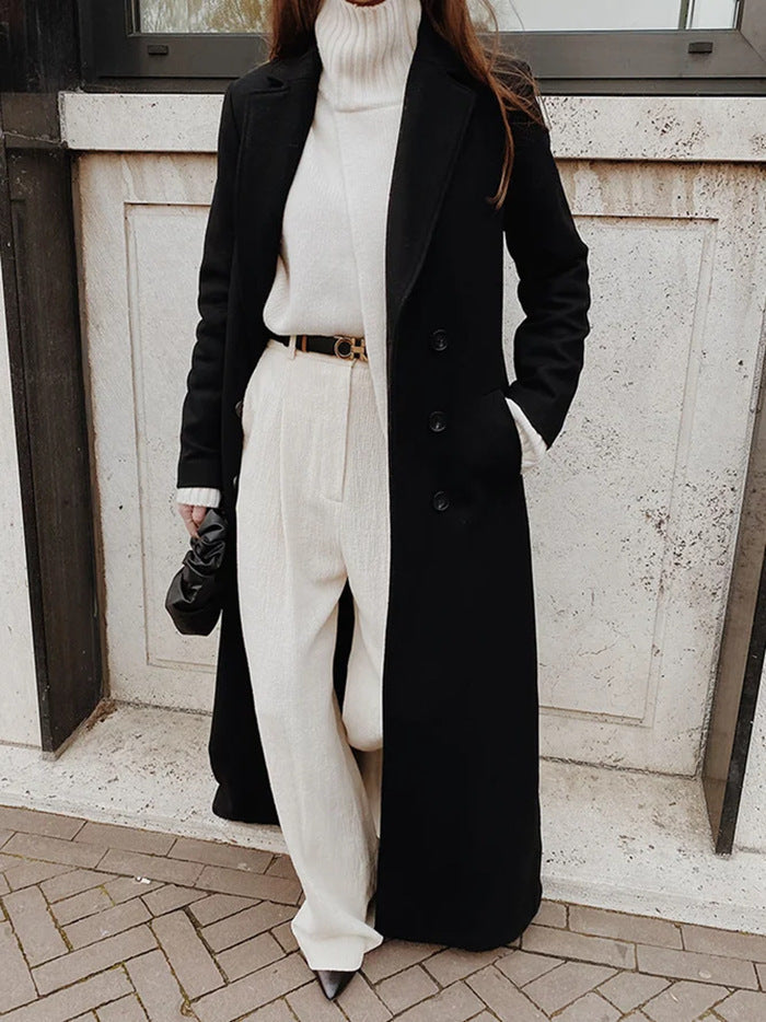 Longline Coat Long Sleeve Pockets Classic Everyday
